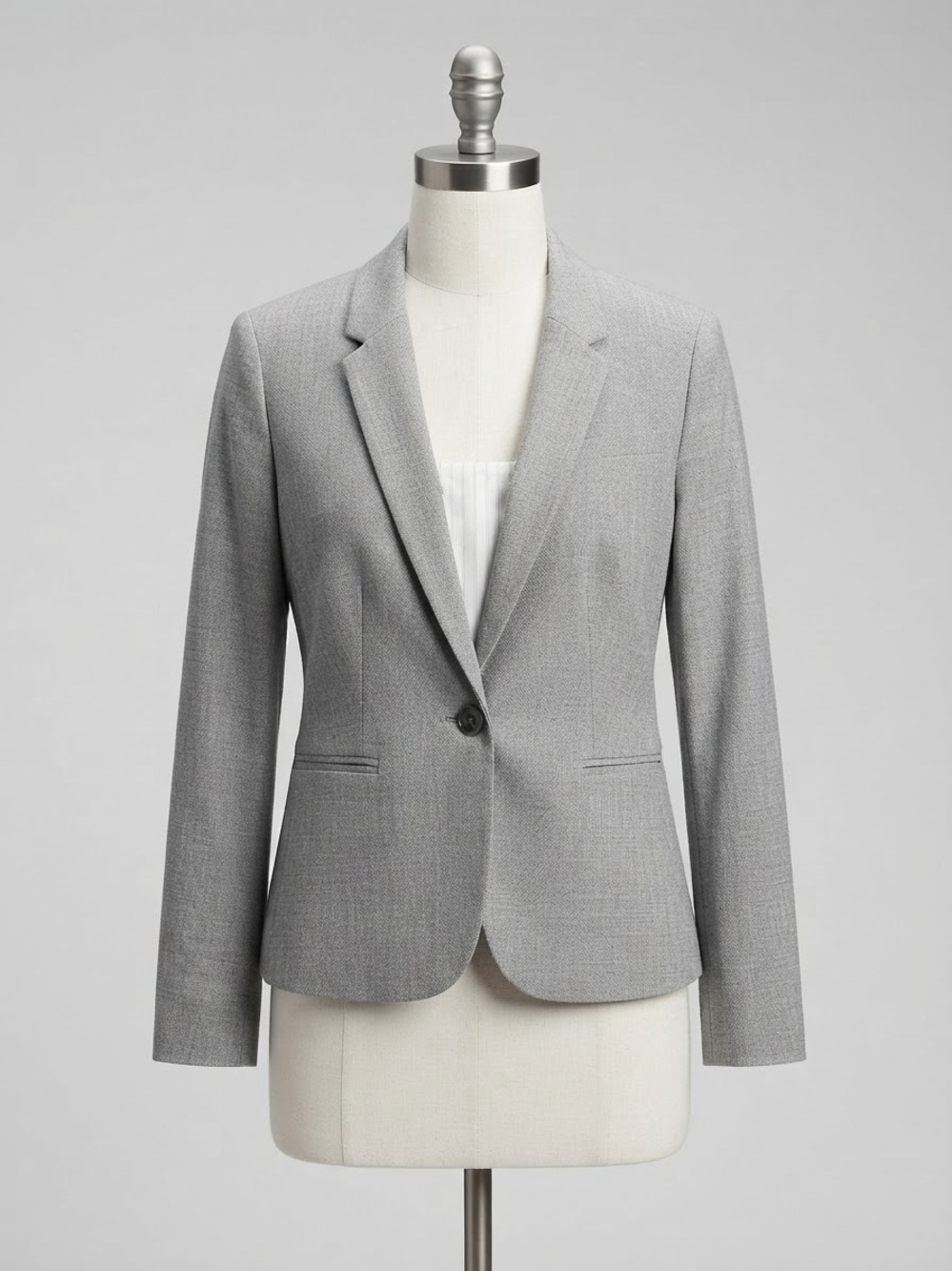 Banana Republic Light Gray Single-Button Tailored Blazer
